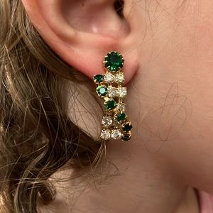 Beautiful Crystal and Emerald Earrings